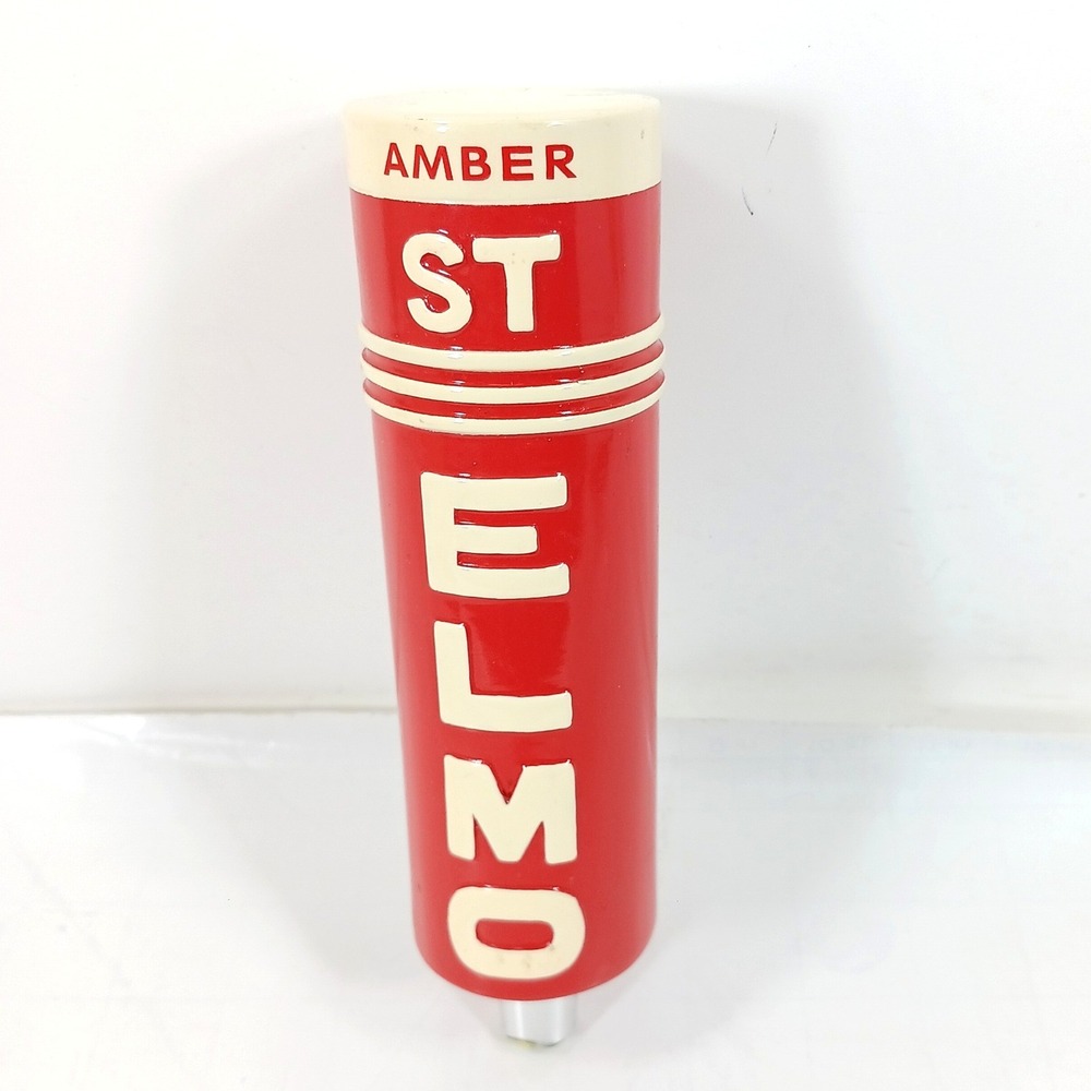 St Elmo Amber Beer Tap Handle Red Cream Raised Lettering Breweriana 7.25 Inch